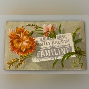 H R Stevens Family Balsam-Familine -Quack Medicine Victorian Trade Card